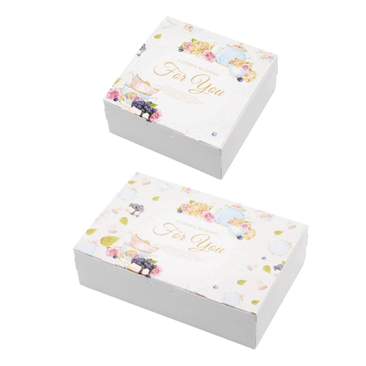 Pastry Gift Boxes, Pack of 50 - Floral Paperboard Cookie Box, 14 x 14 x 5 cm - view 3