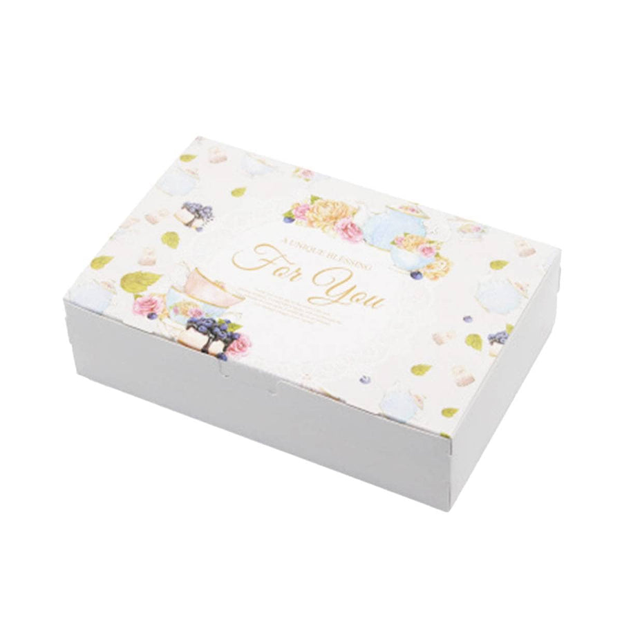 Pastry Gift Boxes, Pack of 50 - Floral Paperboard Cookie Box, 21.5 x 14 x 5 cm