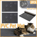 Paw Print Pet Food Mat for Dogs and Cats, Pack of 2 - 30 x 40 cm