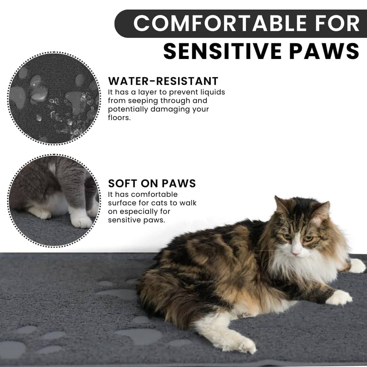Paw Print Pet Food Mat for Dogs and Cats, Pack of 2 - 30 x 40 cm - view 4