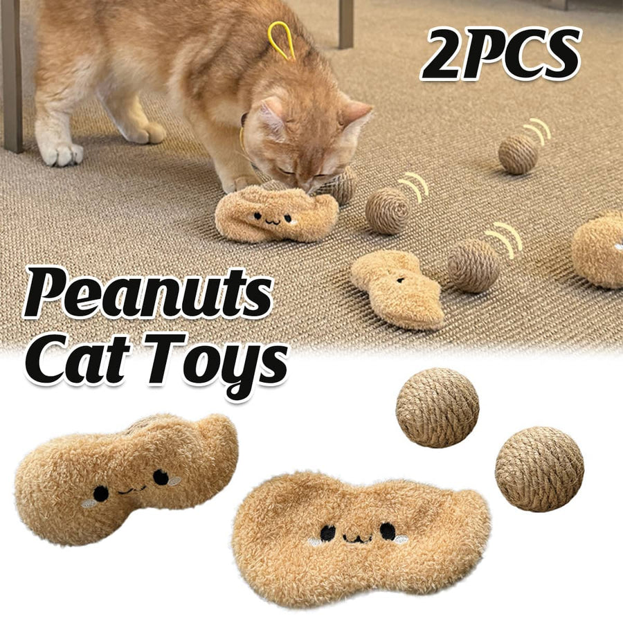 Peanut Cat Toys Soft Interactive Kitten Plush Chew Toys - Pack of 2