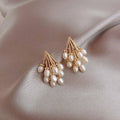 Pearl Cat Stud Earrings for Women - Gold-Tone Cats with Pearl-Style Bead Bodies - view 4