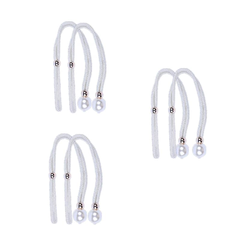 Pearl Curtain Tiebacks Strap Set 3 Pairs Decorative Buckle Holder - White