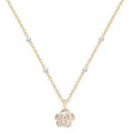 Pearl Flower Necklace for Women with Imitation Pearls - Gold Tone