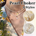Pearl Pendant Necklace - Fine Rice Pearl Beads, Small Gold Oval Pendant - view 2