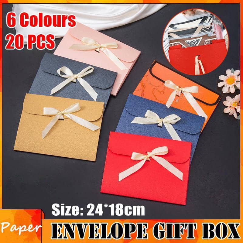 Pearlescent Paper Gift Envelope Bags with Ribbon Tie, Pack of 20 - Black - view 2