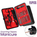 Pedicure Grooming Kit, 15 Piece - Black and Red