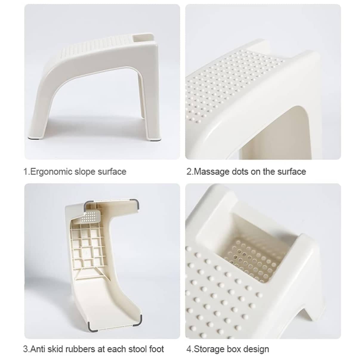 Pedicure Stool Foot Care Nail Cutting Stool Non-Slip Base Durable - Cream White, Pack of 2 - view 4