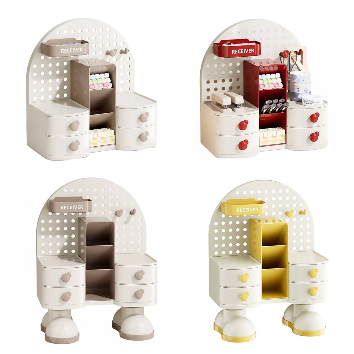 Pegboard Desk Organiser with Drawers - Deluxe Style, Coffee - view 3