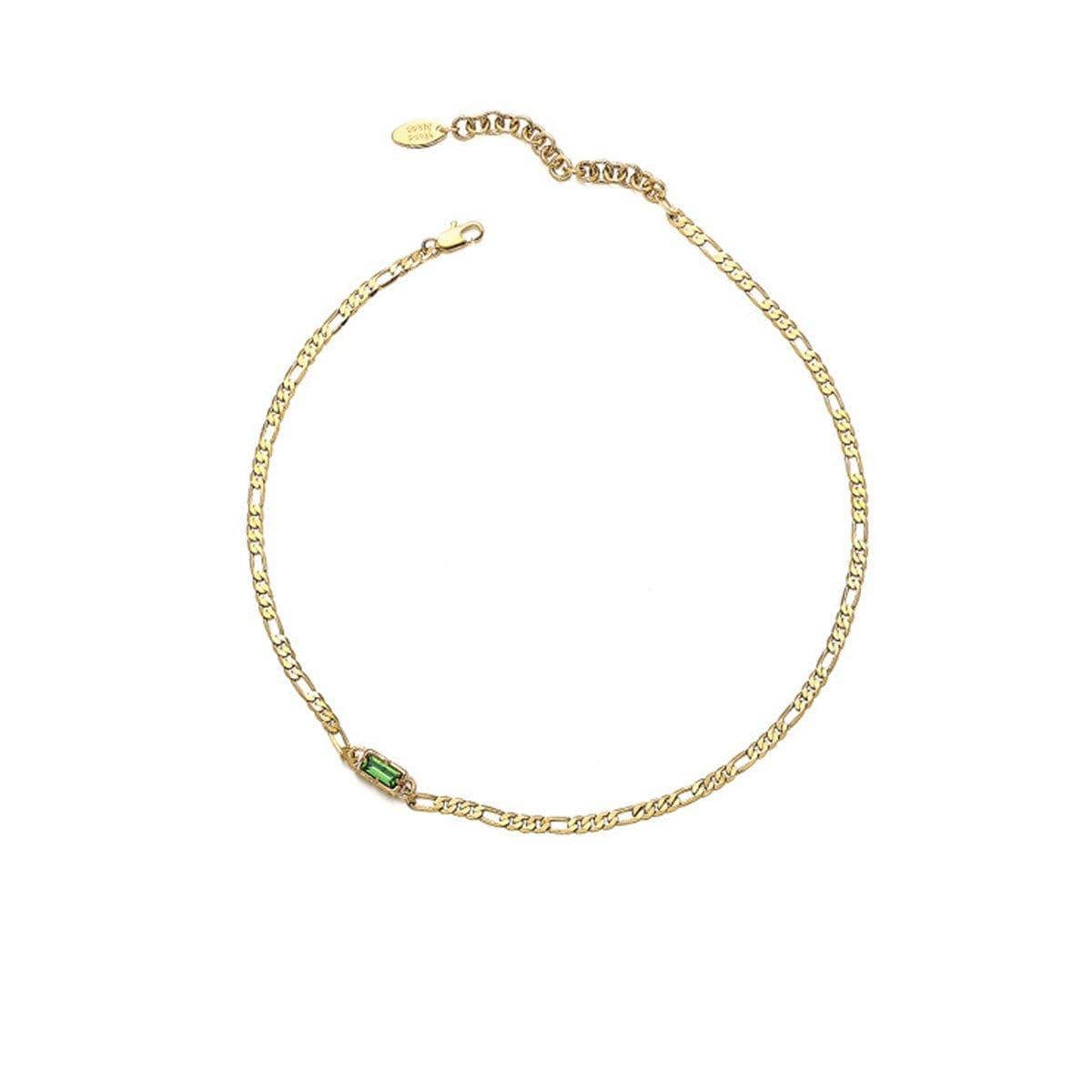 Pendant Necklace in Copper and Zircon - Green