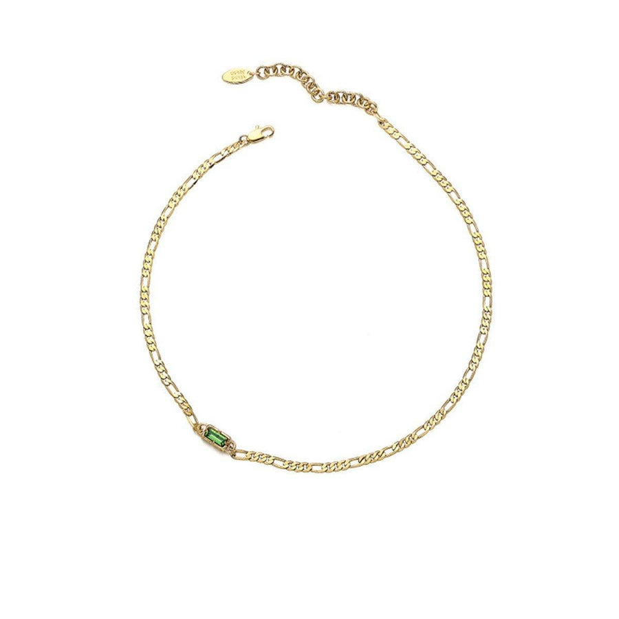 Pendant Necklace in Copper and Zircon - Green