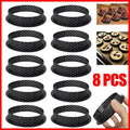 Perforated Round Tart Ring Cake Mould, Set of 8 Non Stick Plastic Baking Rings