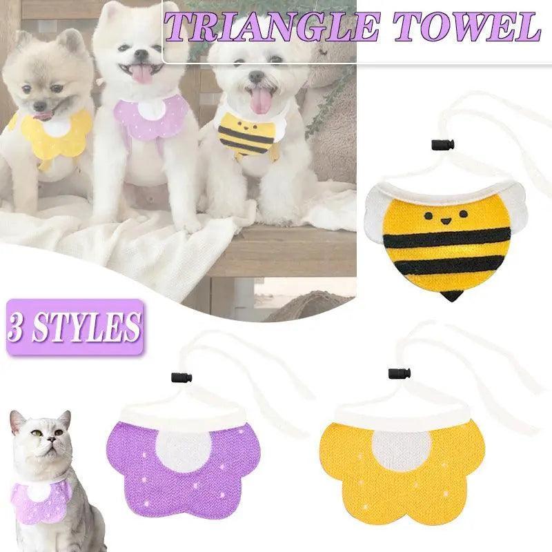 Pet Bandana Bib for Cats and Dogs, Triangle Saliva Scarf - Honeybee - view 2