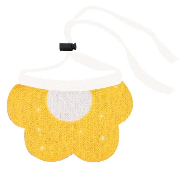 Pet Bandana Bib for Cats and Dogs, Triangle Saliva Scarf - Yellow Flower