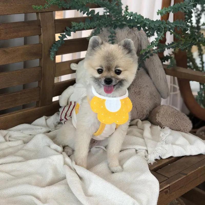Pet Bandana Bib for Cats and Dogs, Triangle Saliva Scarf - Yellow Flower - view 5