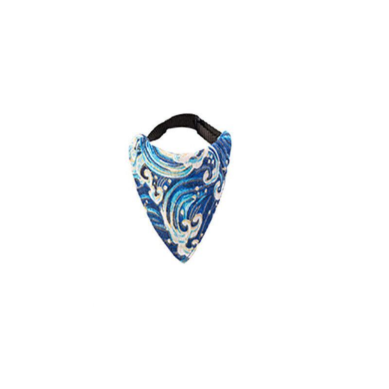 Pet Bandana-Style Collar, Large (Neck 18 to 33 cm) - Blue Wave Print