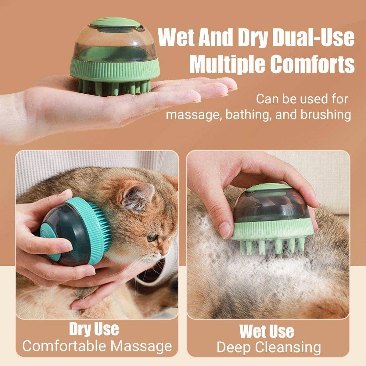 Pet Bath Massage Brush for Cats and Dogs, Pack of 2 - Teal - view 5