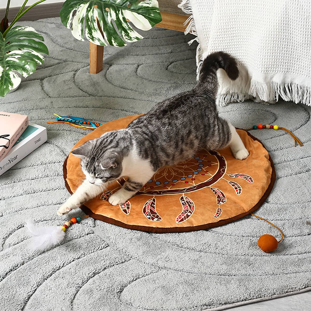 Pet Bed Mat in Bohemian Style, Washable Polar Fleece, 57.5 cm Diameter - view 4