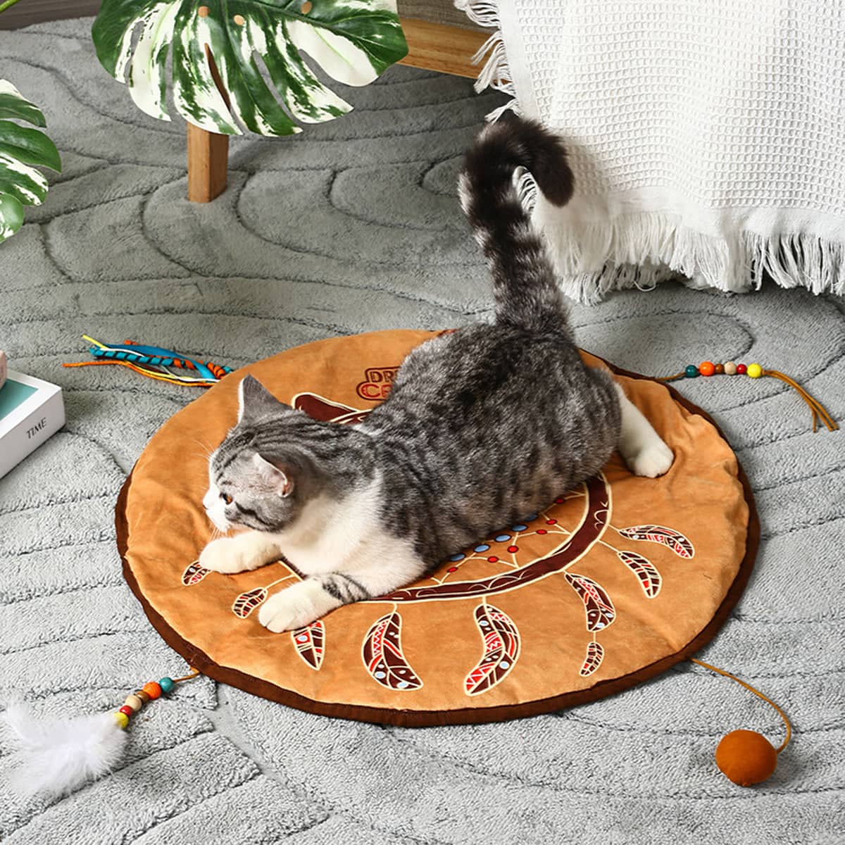 Pet Bed Mat in Bohemian Style, Washable Polar Fleece, 57.5 cm Diameter - view 5