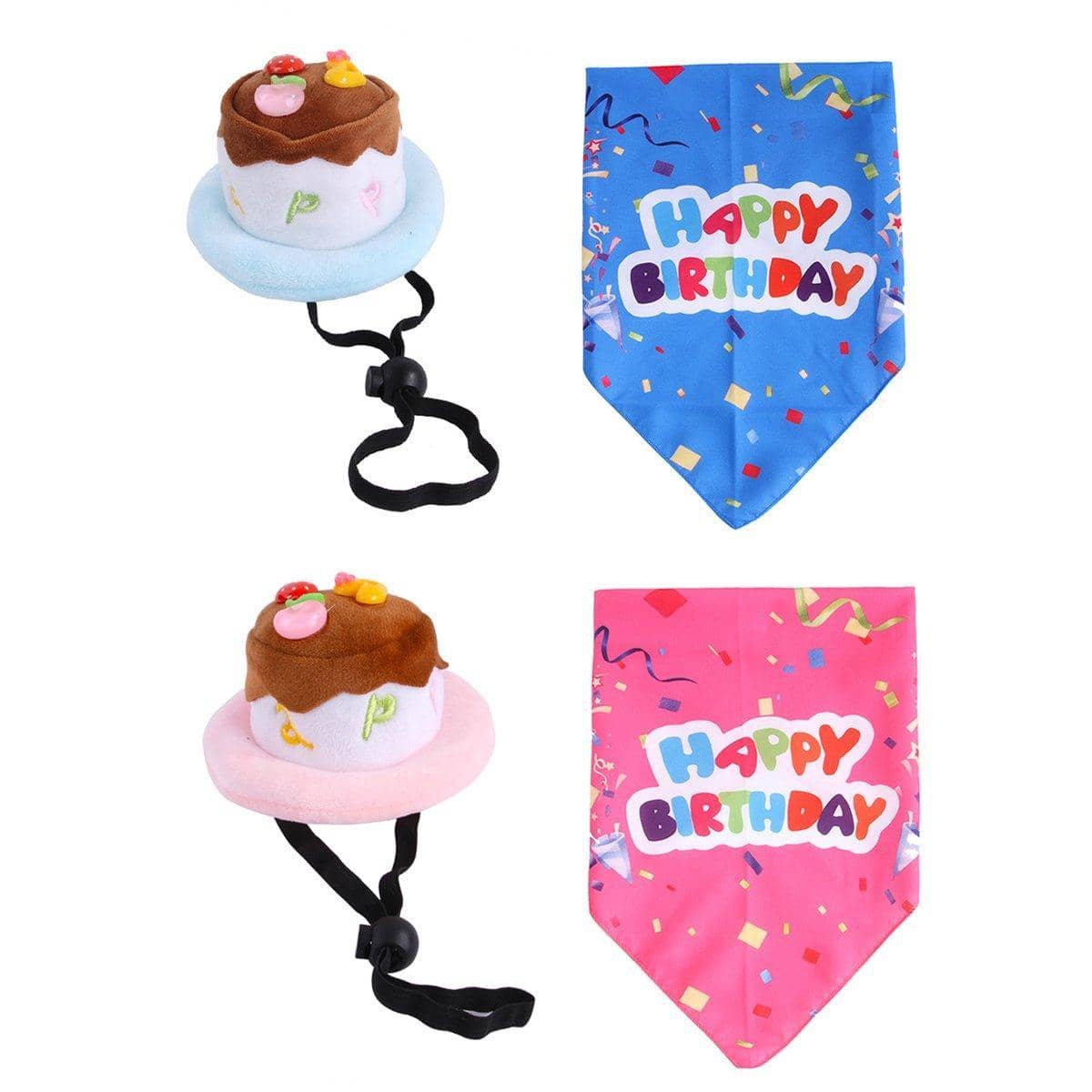 Pet Birthday Cake Hat and Happy Birthday Bandana Set - Blue - view 3
