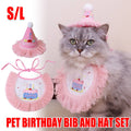 Pet Birthday Hat and Bib Set, Pink Tassel Cake Design - Size S (Bib 18 cm Wide) - view 2