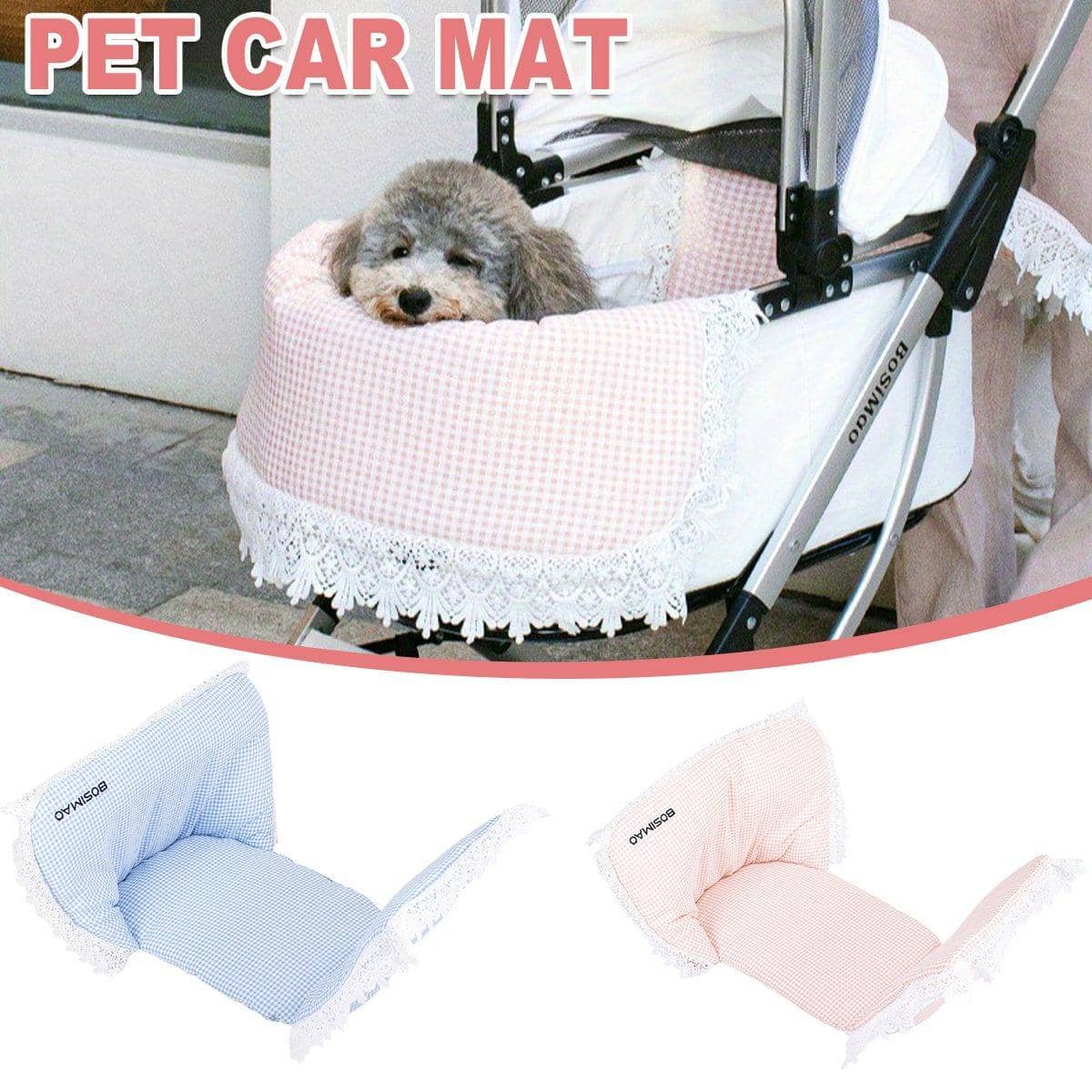 Pet Car Mat for Cats and Dogs, Pushchair Mat with Lace Edge - Blue - view 2