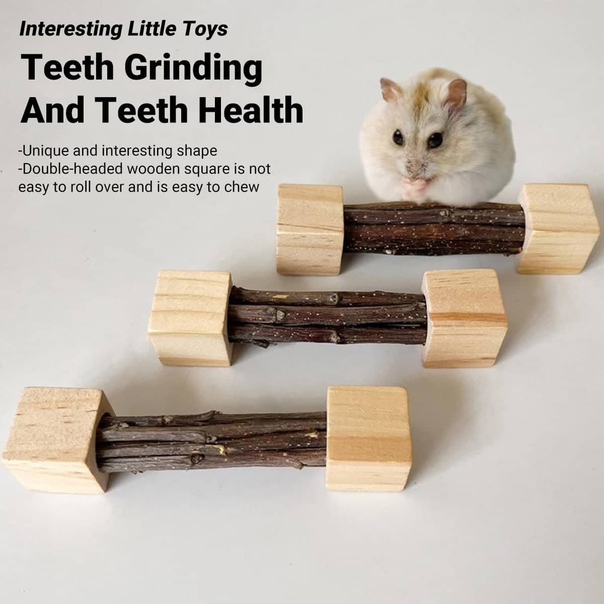 Pet Chew Stick Teeth Grinding Toy for Hamster and Rabbit, Natural Apple Tree Wood - view 4
