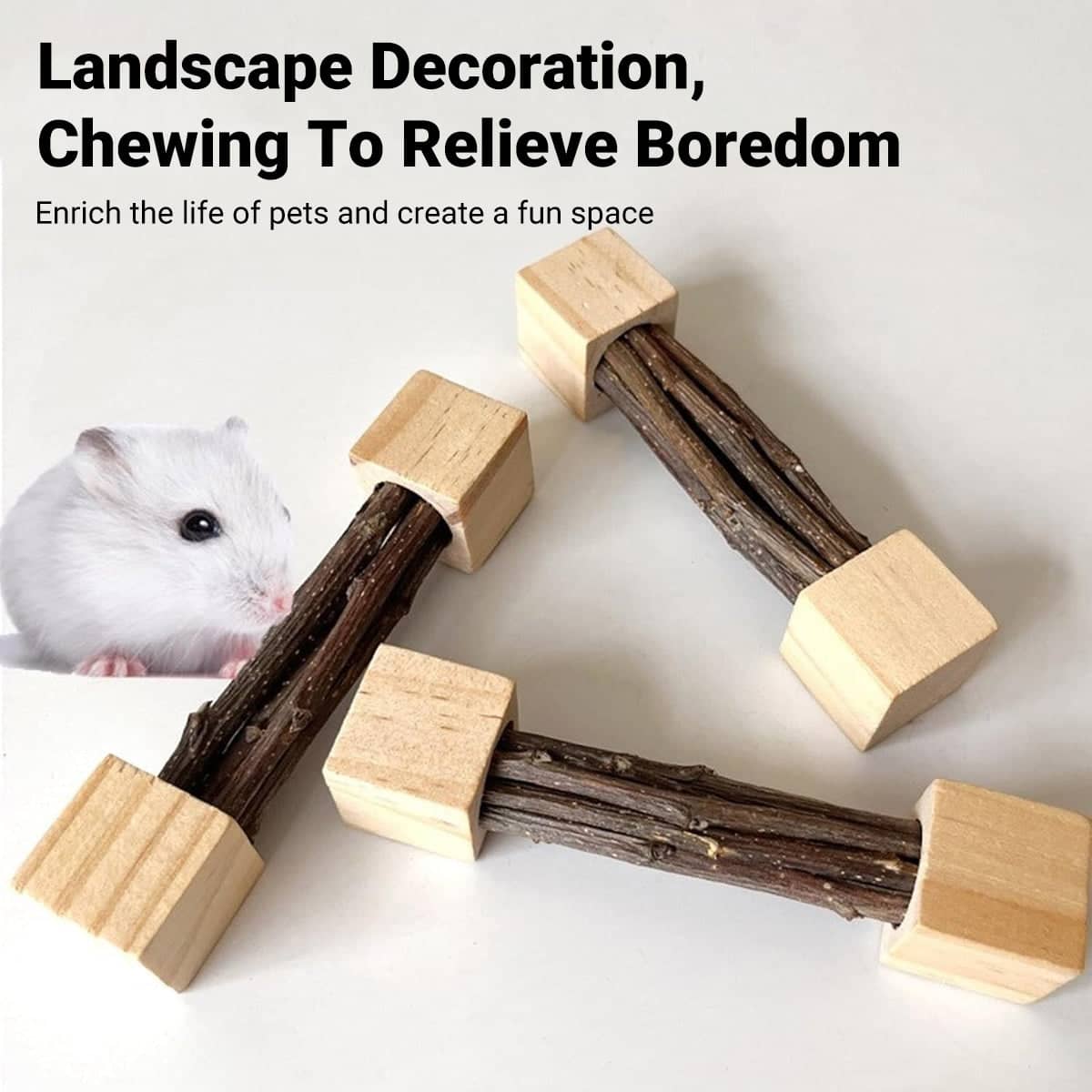 Pet Chew Stick Teeth Grinding Toy for Hamster and Rabbit, Natural Apple Tree Wood - view 5