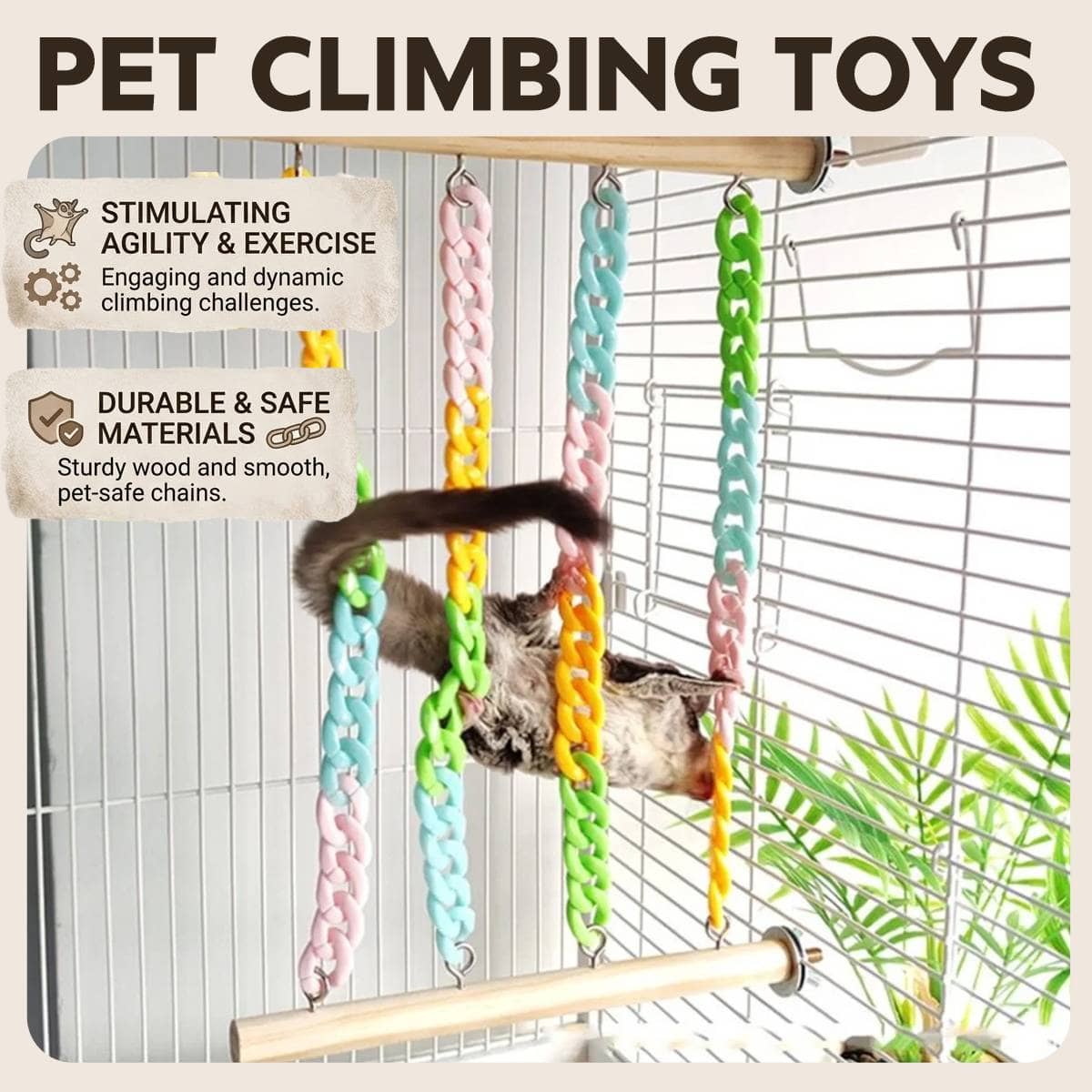 Pet Climbing Chain Toy for Sugar Gliders and Small Animal Cages