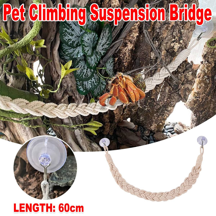 Pet Climbing Suspension Bridge Rope Swing for Reptiles and Hermit Crabs - 60 cm
