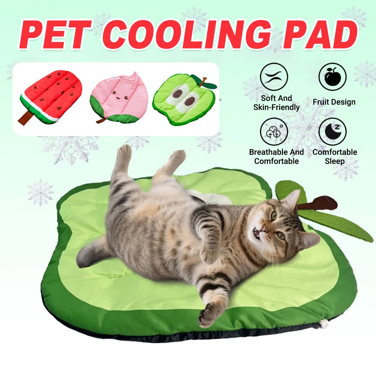 Pet Cooling Mat - Peach Design with Smiling Face, 47 x 41 cm - view 2