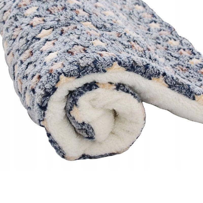 Pet Cushion Bed - Medium (71 x 54 cm), Blue and Brown Star