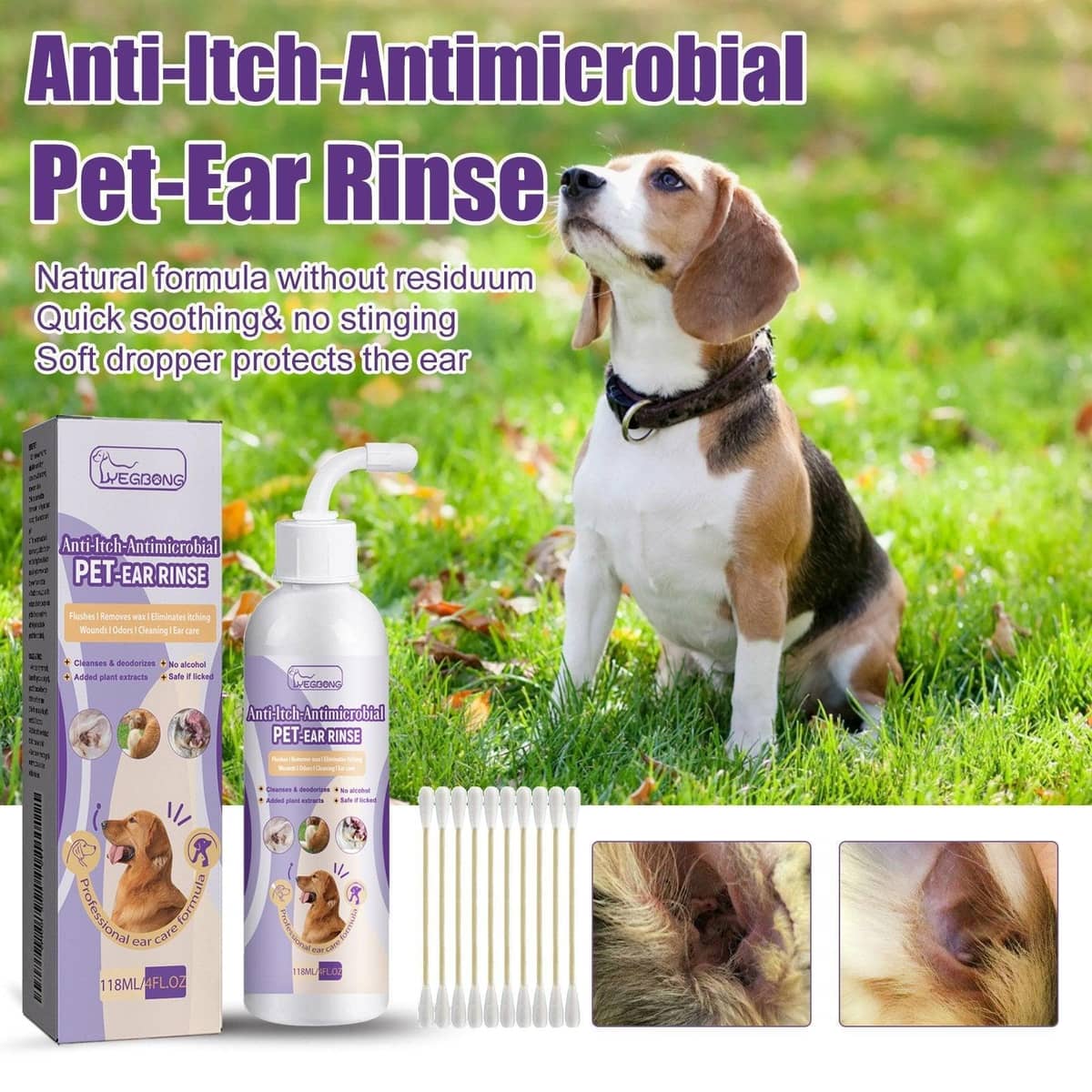 Pet Ear Cleaner Drops for Dogs and Cats, 118 ml