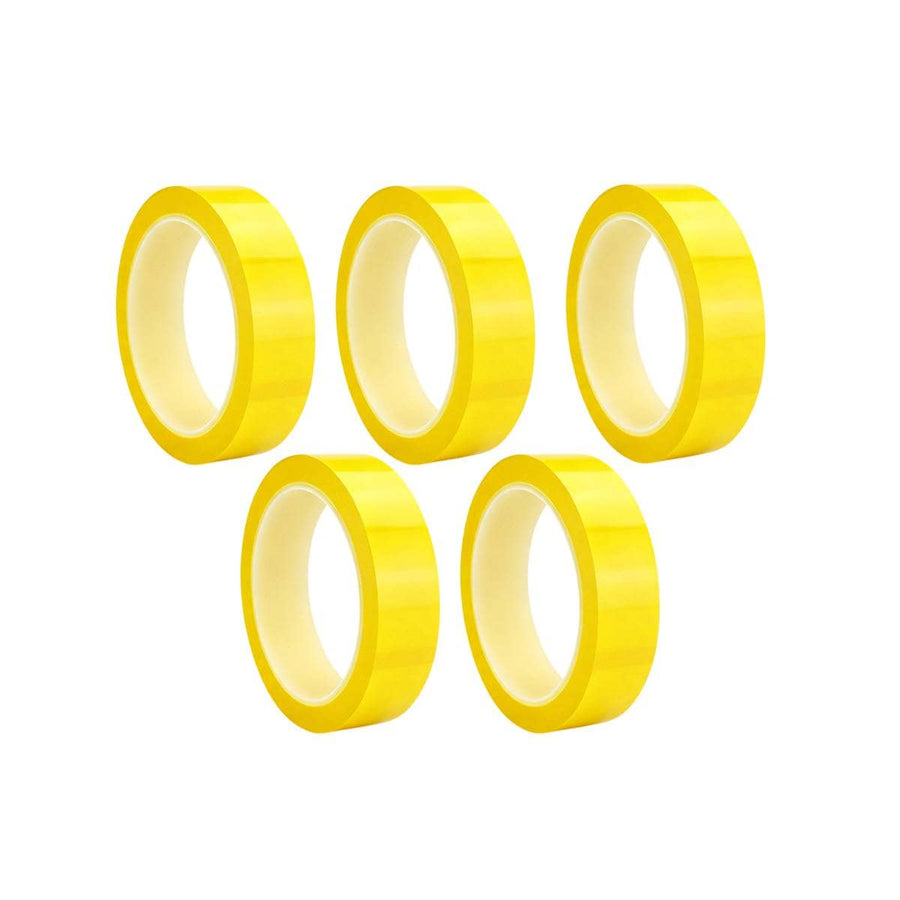 PET Electrical Insulation Tape, 18 mm x 66 m, Pack of 5 - Yellow