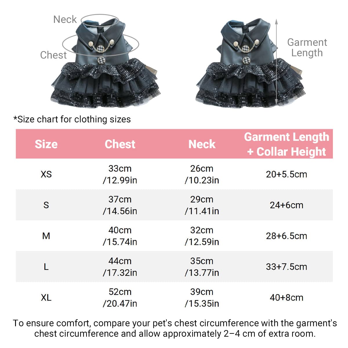 Pet Faux Leather Sequin Dress for Small Dogs and Cats - Black, Size M (Chest 40 cm) - view 3