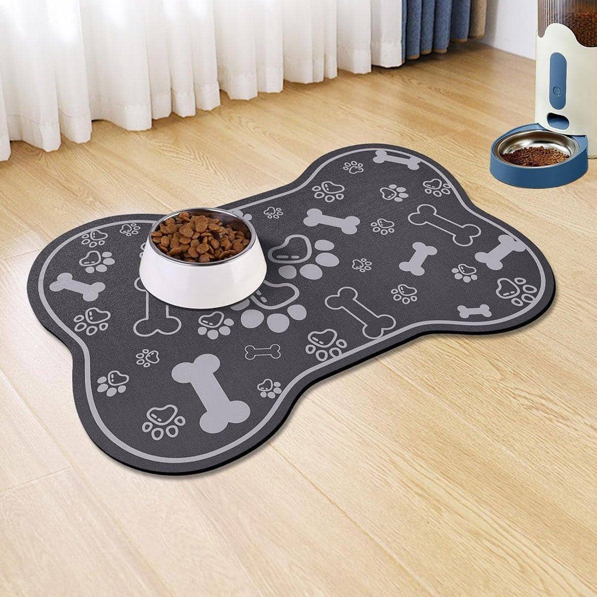 Pet Feeding Mat Non-Slip Diatom Mud Absorbent - Black, 60 x 90 cm