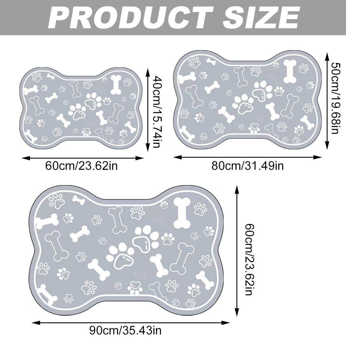Pet Feeding Mat Non-Slip Diatom Mud Absorbent - Black, 60 x 90 cm - view 5
