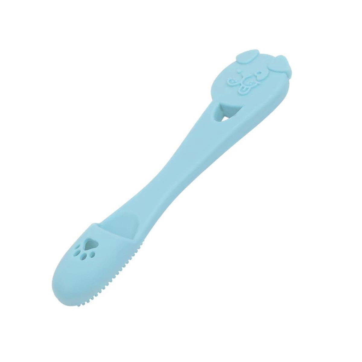 Pet Finger Toothbrush for Dogs and Cats - Blue, Dog Face Design