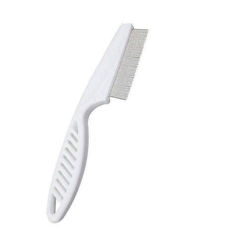Pet Flea Comb with Handle, Large (18 x 3.3 cm), Single - White