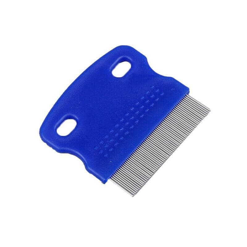 Pet Flea Comb, Stainless Steel Teeth, for Cats and Dogs - Blue