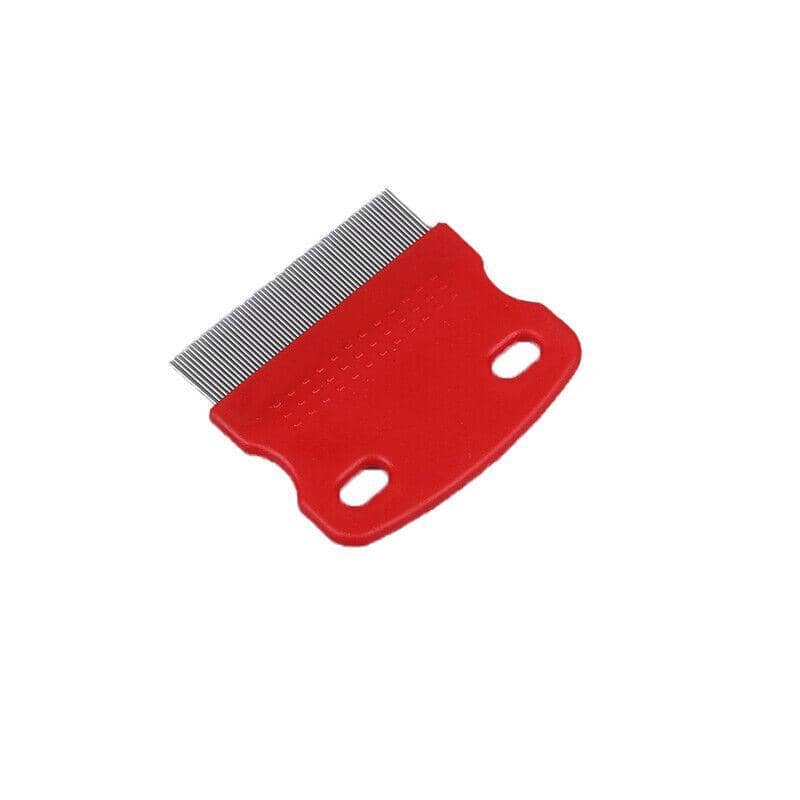 Pet Flea Comb, Stainless Steel Teeth, for Cats and Dogs - Red