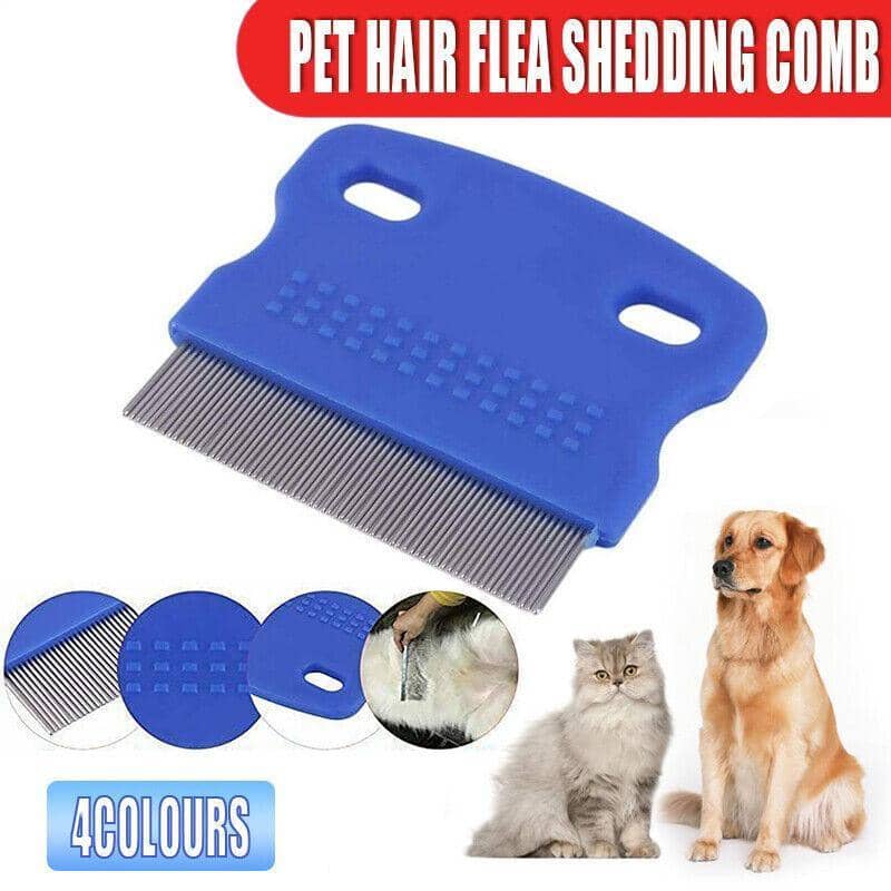 Pet Flea Comb, Stainless Steel Teeth, for Cats and Dogs - Red - view 2