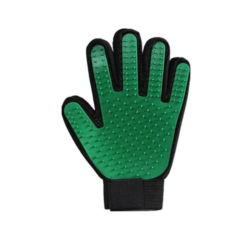 Pet Grooming Massage Glove for Dogs and Cats - Green Left Hand