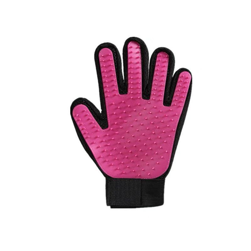 Pet Grooming Massage Glove for Dogs and Cats - Pink, Left Hand