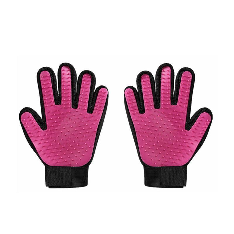 Pet Grooming Massage Gloves for Dogs and Cats - Pink, Left and Right Pair