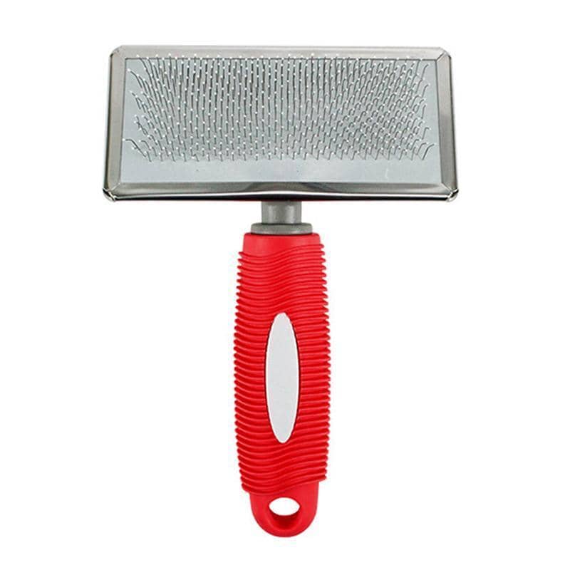 Pet Grooming Slicker Brush for Dogs and Cats, Size L (19 x 12 cm) - Red