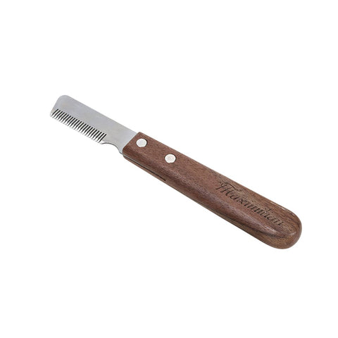 Pet Grooming Stripping Knife, Stainless Steel Walnut Handle - Right Hand