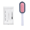 Pet Hair Remover Comb Brush with 10 Wet Wipes - Pink, Set for Short Hair