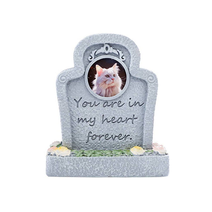 Pet Memorial Resin Tombstone with Photo Frame - In My Heart Forever