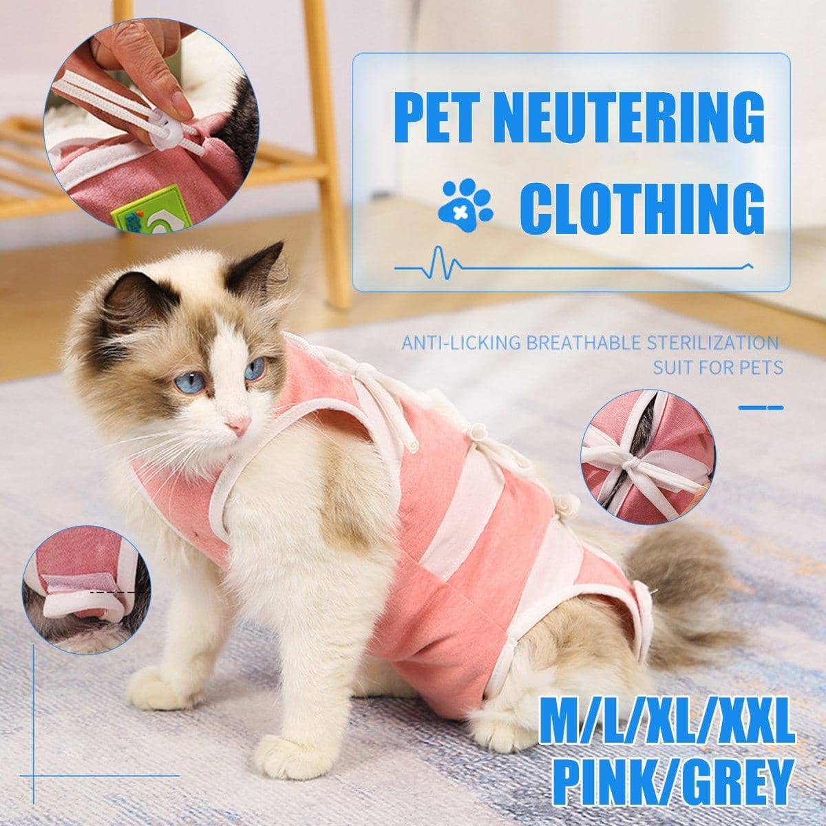 Pet Neutering Recovery Suit for Cats and Dogs - Pink, Large (Chest 38 cm, Back 30 cm) - view 2